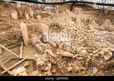 Göbeklitepe (Gobeklitepe en anglais), un site archéologique néolithique près de la ville de Sanliurfa en Turquie. C'est le plus ancien temple et connu du monde Banque D'Images