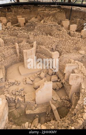 Göbeklitepe (Gobeklitepe en anglais), un site archéologique néolithique près de la ville de Sanliurfa en Turquie. C'est le plus ancien temple et connu du monde Banque D'Images