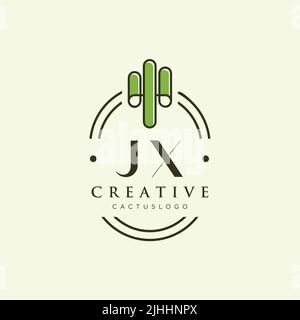 JX lettre initiale vert cactus logo modèle vecteur Illustration de Vecteur