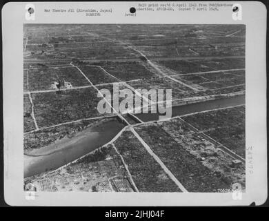 Dégâts causés par la bombe atomique à Hiroshima, au Japon. La bombe a été déposée le 6 août 1945. Banque D'Images