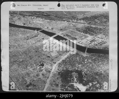 Dégâts causés par la bombe atomique à Hiroshima, au Japon. Banque D'Images