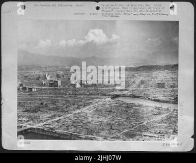 Dégâts causés par la bombe atomique à Hiroshima, au Japon. Banque D'Images