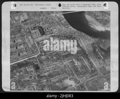 Dégâts causés par la bombe atomique à Hiroshima, au Japon. Banque D'Images