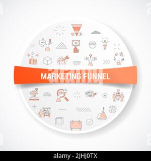 concept d'entonnoir marketing avec concept d'icône avec forme ronde ou circulaire pour l'illustration vectorielle de badge Banque D'Images