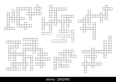 Jeu de grilles de jeux de mots croisés. Puzzle intellectuel, énigme de texte ou activité de jeu. Jeu Vocabulaire ou jeu de mots croisés vecteur grille collection de modèles Illustration de Vecteur