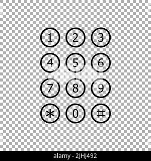 Clavier numéro téléphone. Vecteur d'icône de numéro de clavier isolé sur fond transparent Illustration de Vecteur