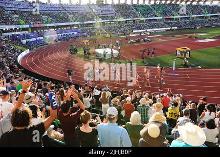 Hayward Field, Eugene, Oregon, États-Unis. 18th juillet 2022. Vue générale, 18 JUILLET 2022 - Athlétisme : Championnats du monde de l'IAAF Oregon 2022 chaleur masculine 200m à Hayward Field, Eugene, Oregon, États-Unis. Credit: Yohei Osada/AFLO SPORT/Alay Live News Banque D'Images