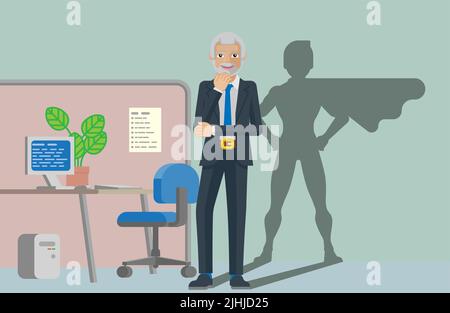 Business Man Hero avec Superhero Shadow concept Illustration de Vecteur