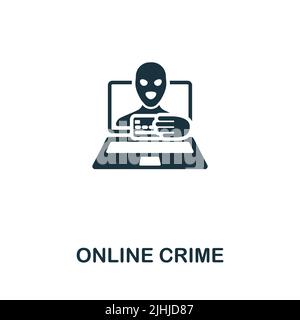 Icône crime en ligne. Icône monochrome de cybercriminalité simple pour les modèles, la conception Web et les infographies Illustration de Vecteur