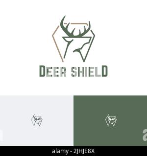 Logo de protection de la nature pour animaux à cornes forts de Deer Shield Illustration de Vecteur