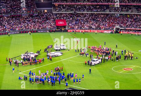 Fête post-match 2021 : finale de l'AFL au stade Optus de Perth, Australie occidentale. Banque D'Images