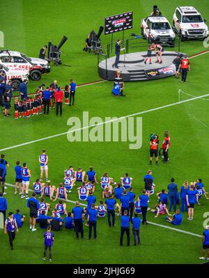 Fête post-match 2021 : finale de l'AFL au stade Optus de Perth, Australie occidentale. Banque D'Images