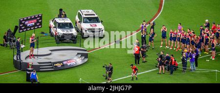 Fête post-match 2021 : finale de l'AFL au stade Optus de Perth, Australie occidentale. Banque D'Images