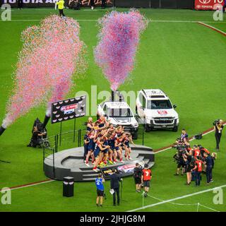 Fête post-match 2021 : finale de l'AFL au stade Optus de Perth, Australie occidentale. Banque D'Images