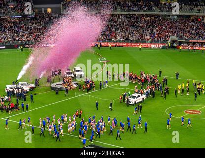 Fête post-match 2021 : finale de l'AFL au stade Optus de Perth, Australie occidentale. Banque D'Images