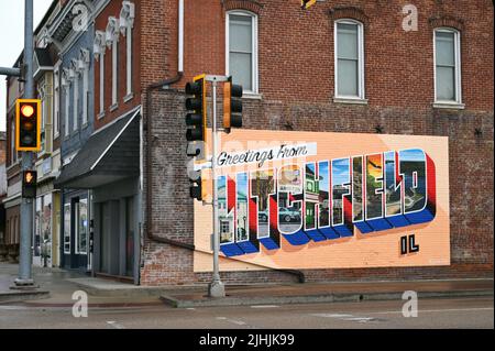 Murale, salutations de Litchfield, Illinois, États-Unis d'Amérique Banque D'Images