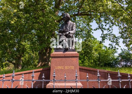 Dresde, monument de l'artiste Ludwig Richter dans le jardin de Brühl Banque D'Images