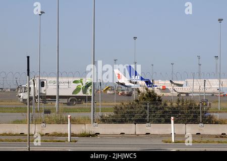 Kastrup/Copenhagen/Denmark/19 juillet 2022/SAS Airliens Flight Park à l'aéroport international de Copenhague à Kastrup SAS Airliens Management et le syndicat des pilotes SAS arrivent à l'accord et le syndicat des pilotes termine la grève après 15 jours. (Photo. Francis Dean/Dean photos. Banque D'Images