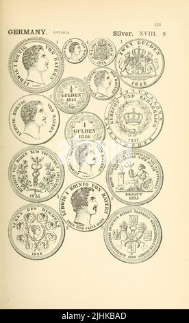 Pièces et médailles d'Allemagne du livre encyclopédie illustrée de pièces d'or et d'argent du monde; illustrant le moderne, ancien, actuel et curieux, de A.D. 1885 à B.C. 700 par Andrew Madsen Smith, Date de publication 1886 Banque D'Images