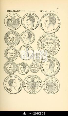 Pièces et médailles d'Allemagne du livre encyclopédie illustrée de pièces d'or et d'argent du monde; illustrant le moderne, ancien, actuel et curieux, de A.D. 1885 à B.C. 700 par Andrew Madsen Smith, Date de publication 1886 Banque D'Images