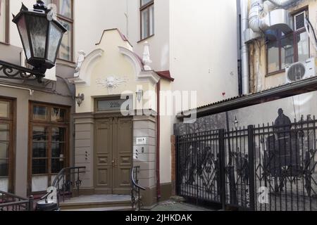 Set de films Sherlock Holmes - 221B rue Baker pour la série de télé Sherlock; à Riga vieille ville, Riga, Lettonie Banque D'Images