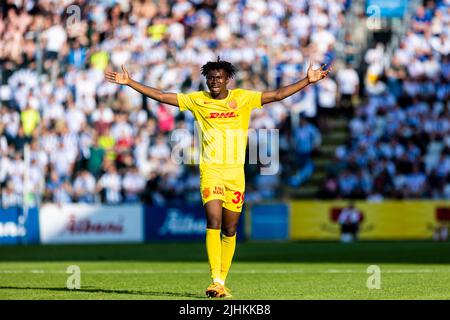 Odense, Danemark. 18th juillet 2022. Adamo Nagalo (39) du FC Nordsjaelland vu pendant le match Superliga de 3F entre Odense Boldklub et le FC Nordsjaelland au Parc d'énergie de nature à Odense. (Crédit photo : Gonzales photo/Alamy Live News Banque D'Images