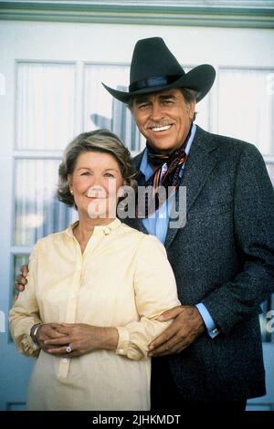 BARBARA BEL GEDDES, Howard Keel, Dallas, 1985 Banque D'Images