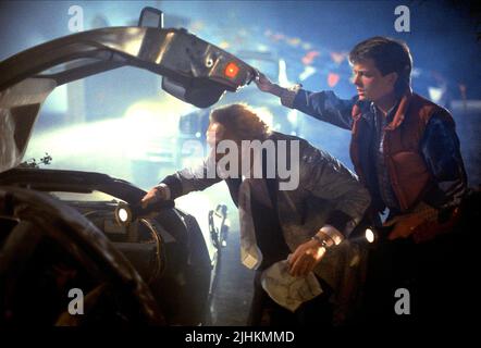 CHRISTOPHER LLOYD, Michael J. FOX, RETOUR VERS LE FUTUR, 1985 Banque D'Images