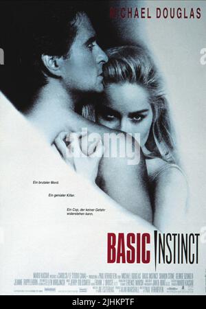 MICHAEL DOUGLAS, Sharon Stone, l'AFFICHE DE BASIC INSTINCT, 1992 Banque D'Images