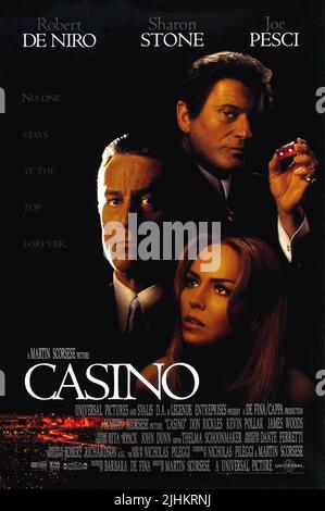 ROBERT DE NIRO, JOE PESCI, SHARON STONE POSTER, CASINO, 1995 Banque D'Images