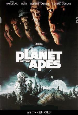 ESTELLA WARREN, Helena Bonham Carter, MICHAEL CLARKE DUNCAN, TIM ROTH, Mark Wahlberg, l'affiche de la planète des singes, 2001 Banque D'Images