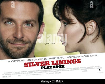 BRADLEY COOPER, JENNIFER LAWRENCE, de l'affiche, 2012 SILVER LININGS PLAYBOOK Banque D'Images
