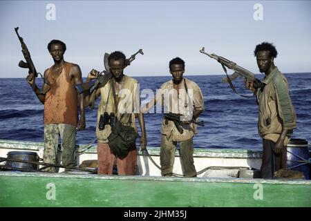 Fayçal AHMED, BARKHAD ABDI, BARKHAD ADDIRAHMAN MAHAT, M. Ali, le capitaine Phillips, 2013 Banque D'Images