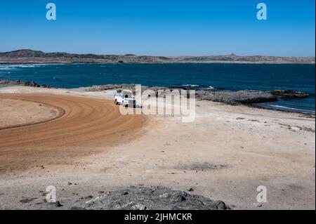 Véhicule tout-terrain sur la péninsule de Luderitz en Namibie Banque D'Images