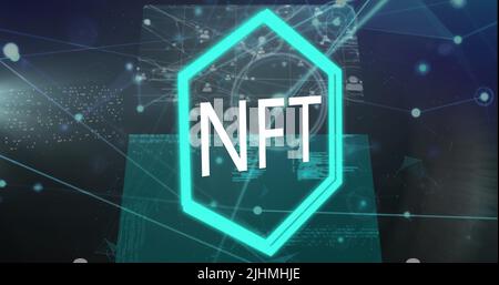 Image des nombres changeant sur le réseau de connexions avec des statistiques Banque D'Images