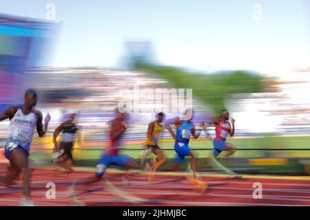 Hayward Field, Eugene, Oregon, États-Unis. 18th juillet 2022. Vue générale, 18 JUILLET 2022 - Athlétisme : Championnats du monde de l'IAAF Oregon 2022 chaleur masculine 200m à Hayward Field, Eugene, Oregon, États-Unis. Crédit: Naoki Nishimura/AFLO SPORT/Alay Live News Banque D'Images