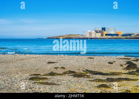 Centrale nucléaire de Wylfa sur la côte d'Anglesey, au nord du pays de Galles, au Royaume-Uni Banque D'Images