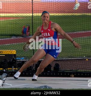 Eugene, 18 juillet 2022 Yaime Perez (CUB) vu en action pendant les Championnats du monde d'athlétisme à Hayward Field Eugene USA sur 18 juillet 2022 Alamy Live News Banque D'Images