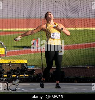 Eugene, 18 juillet 2022 Kristin Pudenz (GER) vu en action pendant les Championnats du monde d'athlétisme à Hayward Field Eugene USA sur 18 juillet 2022 Alamy Live News Banque D'Images