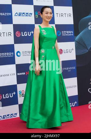 Incheon, Corée du Sud. 19th juillet 2022. L'actrice Bae Hae-Sun pose pour des photos lors des Blue Dragon Series Awards 1st à Paradise City Chroma à Incheon, en Corée du Sud, sur 19 juillet 2022. (Photo de Lee Young-ho/Sipa USA) crédit: SIPA USA/Alay Live News Banque D'Images