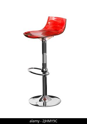 Tabouret de chaise rouge isolé sur fond blanc. Avec masque Banque D'Images