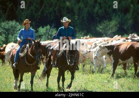 KRISTIN SCOTT THOMAS, Robert Redford, le CHEVAL WHISPERER, 1998 Banque D'Images