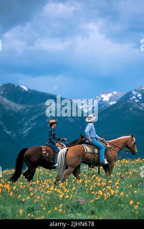 KRISTIN SCOTT THOMAS, Robert Redford, le CHEVAL WHISPERER, 1998 Banque D'Images