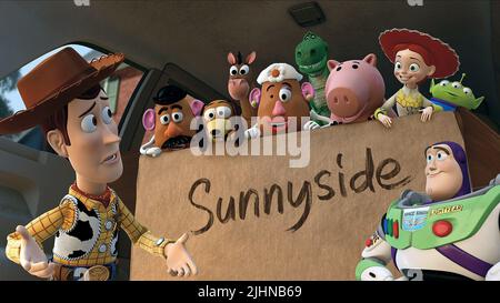 WOODY,HEAD,SLINKY,BULLSEYE,HEAD,REX,HAMM,JESSIE,ALIEN,LIGHTYEAR, TOY STORY 3, 2010 Banque D'Images