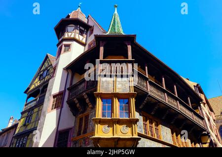 La Maison Pfister est une maison d'angle divisée du 15th siècle, située au 11, rue des Marchands. Colmar, Alsace, France. Banque D'Images