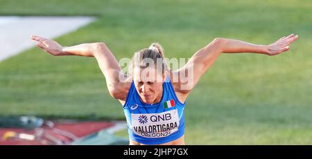 Eugene, États-Unis. 19th juillet 2022. Elena Vallortigara, d'Italie, participe à la finale du saut en hauteur féminin aux Championnats du monde d'athlétisme Oregon22 à Eugene, Oregon, États-Unis, 19 juillet 2022. Crédit : Wu Xiaoling/Xinhua/Alay Live News Banque D'Images