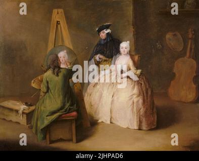 Pietro Longhi, le peintre dans son studio, peinture à l'huile sur toile, vers 1741 Banque D'Images