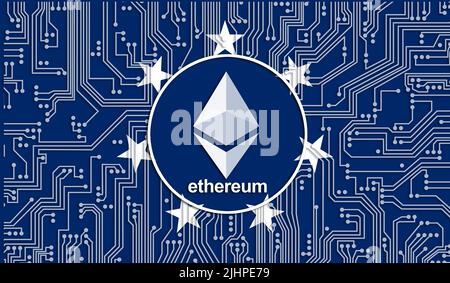 Drapeau de la Naval Jack Confederate States of America ethereum coin, circuit imprimé intégré. Croissance des actions. Image conceptuelle pour les investisseurs dans le cryp Banque D'Images