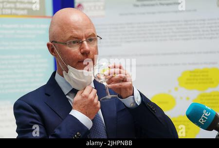 Stephen Donnelly, ministre de la Santé, s'exprimant lors du lancement du rapport de fin de programme du Fonds d'intégration de Slaintecare à l'hôpital universitaire St. Vincent, à Dublin. Date de la photo: Mercredi 20 juillet 2022. Banque D'Images