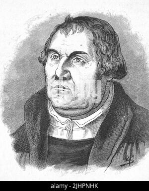 Martin Luther (geboren 10. Novembre 1483, gestaben 18. Février 1546) WAR der theologiche Urheber der Reformation / Martin Luther (né 10 novembre 1483, mort 18 février 1546) était l'auteur théologique de la réforme, Historisch, digital restaurierte Reproduktion einer Originalvorlage aus dem 19. Jahrhundert, genaues Originaldatum nicht bekannt, Banque D'Images